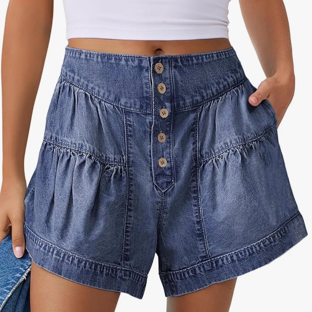 NWT ANRABESS Women's Denim Shorts Baggy